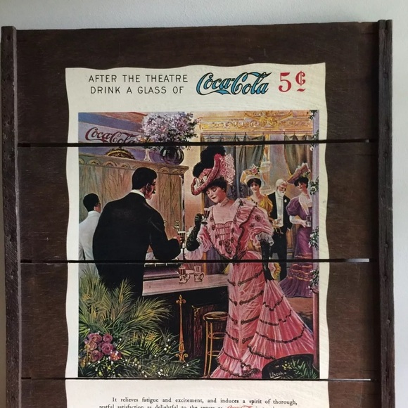Vtg 27x24” Wooden Advertising Sign Coca Cola 5c - Picture 11 of 11